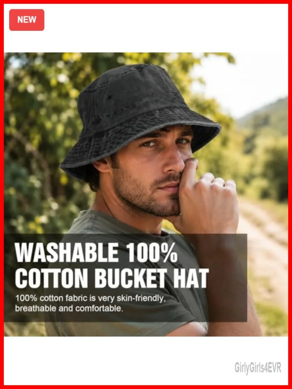 Oversized XX-Large Bucket Hat, Washed Denim Cotton, UV UPF 50+ Sun Protection